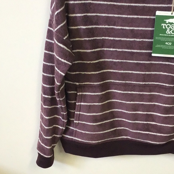 Toad & Co soft purple and white stripe pullover with front pocket, oversized - Picture 4 of 15